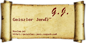 Geiszler Jenő névjegykártya